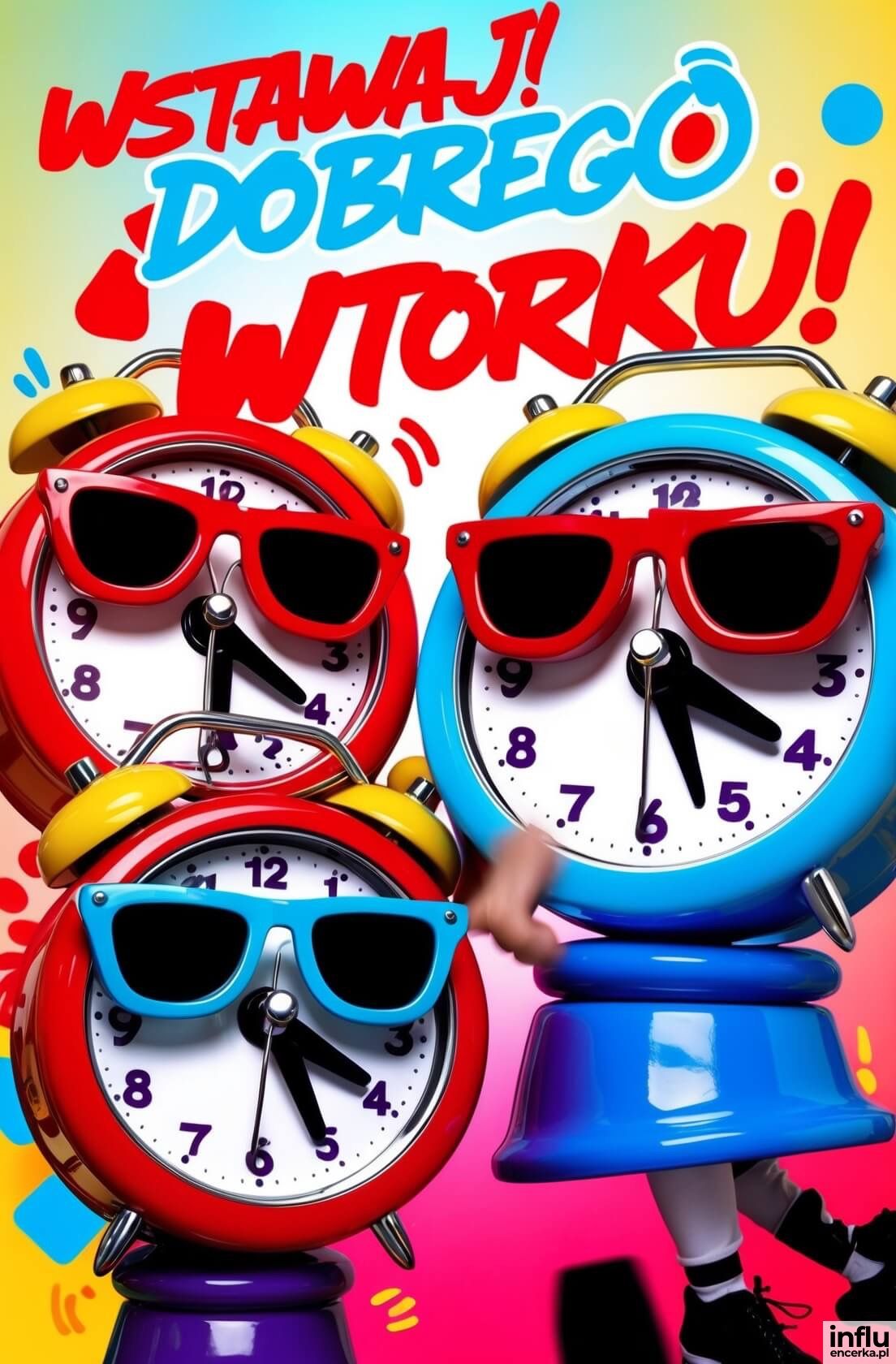 Kartka na wtorkowy poranek, budziki w okularach