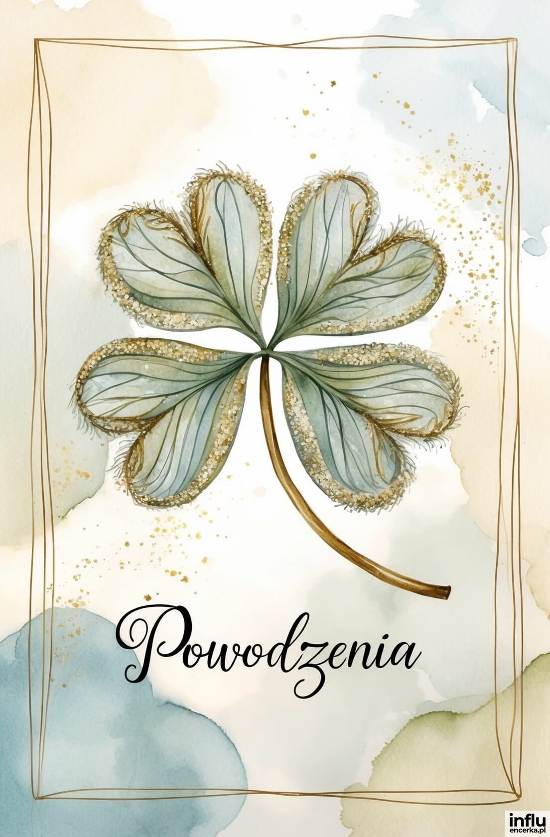 Kartka, czterolistna koniczyna na szczęście