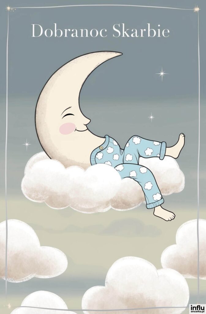 Kartka, księżyc w piżamie, dobranoc skarbie
