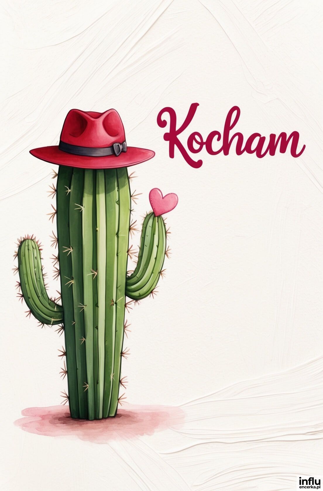 Kartka, kaktus z serduszkiem, Kocham