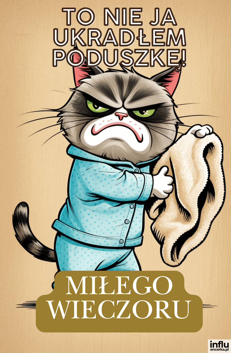Kartka z kotem tłumaczącym, że nie ukradł koca