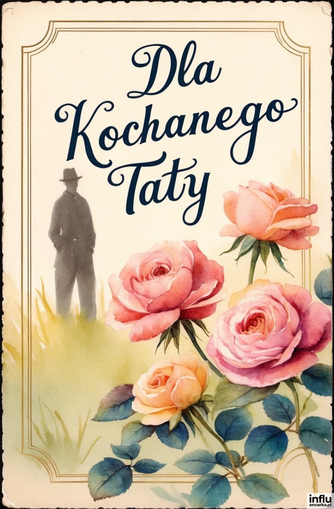 Kartka, kwiaty, dla kochanego taty