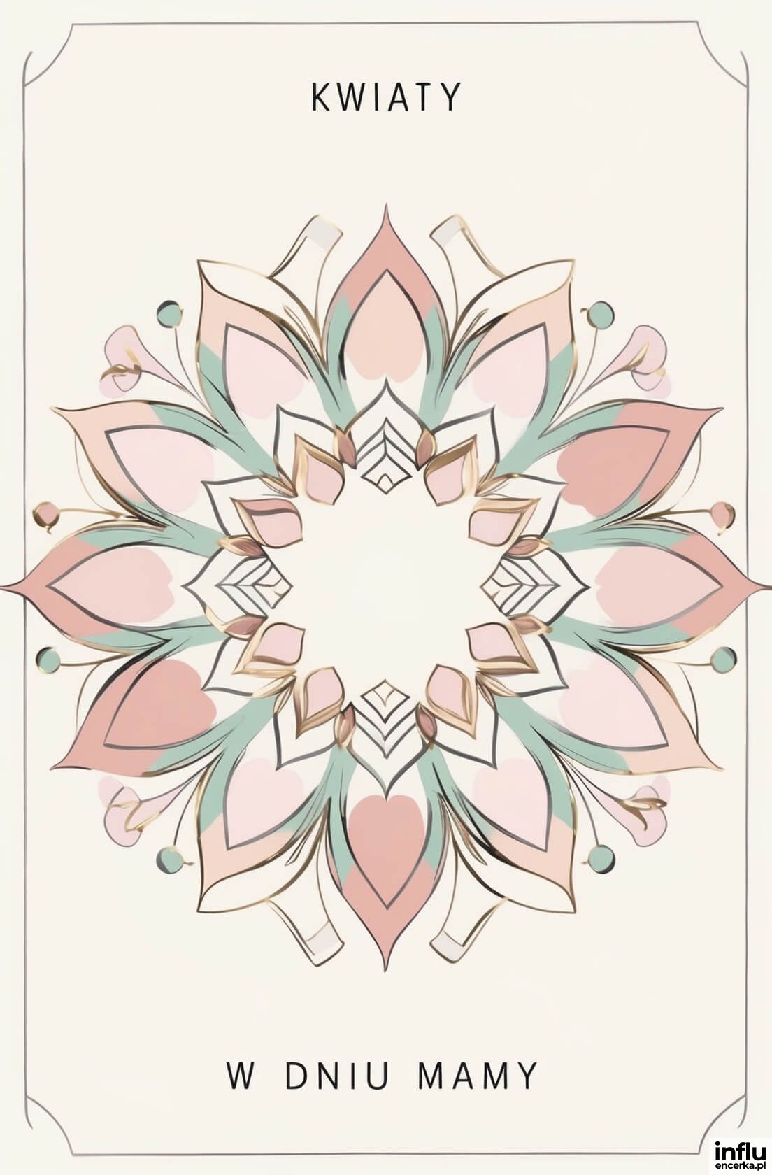 Kartka, kwiat mandala, w dniu mamy
