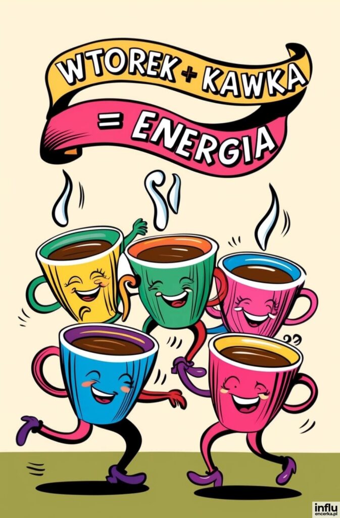 Kartka, wesołe kubki kawy