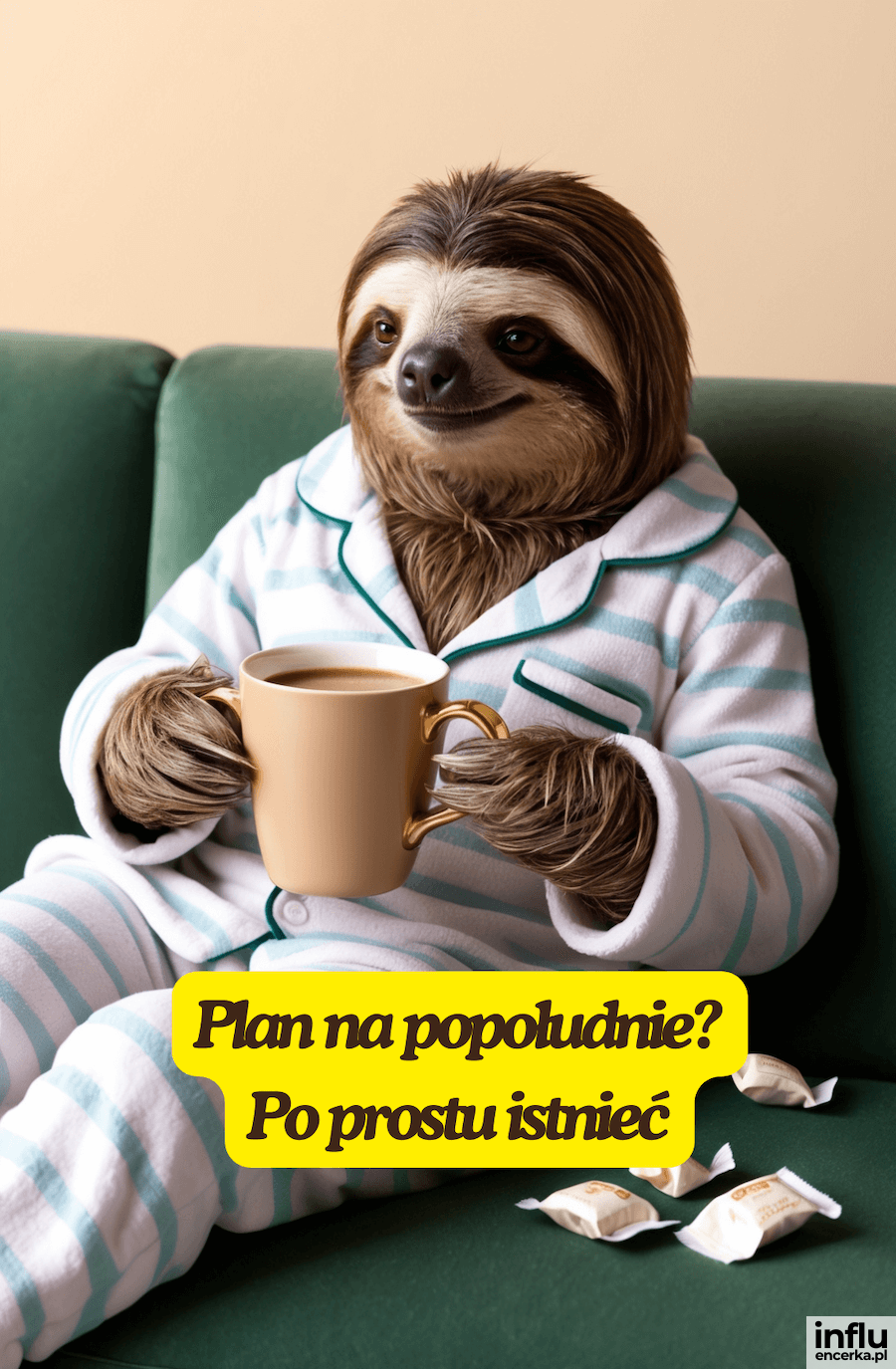 Kartka z leniwcem: Plan na popołudnie? Po prostu istnieć