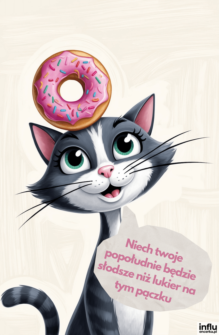 Kartka z kotkiem, niech to popołudnie będzie słodkie jak lukier