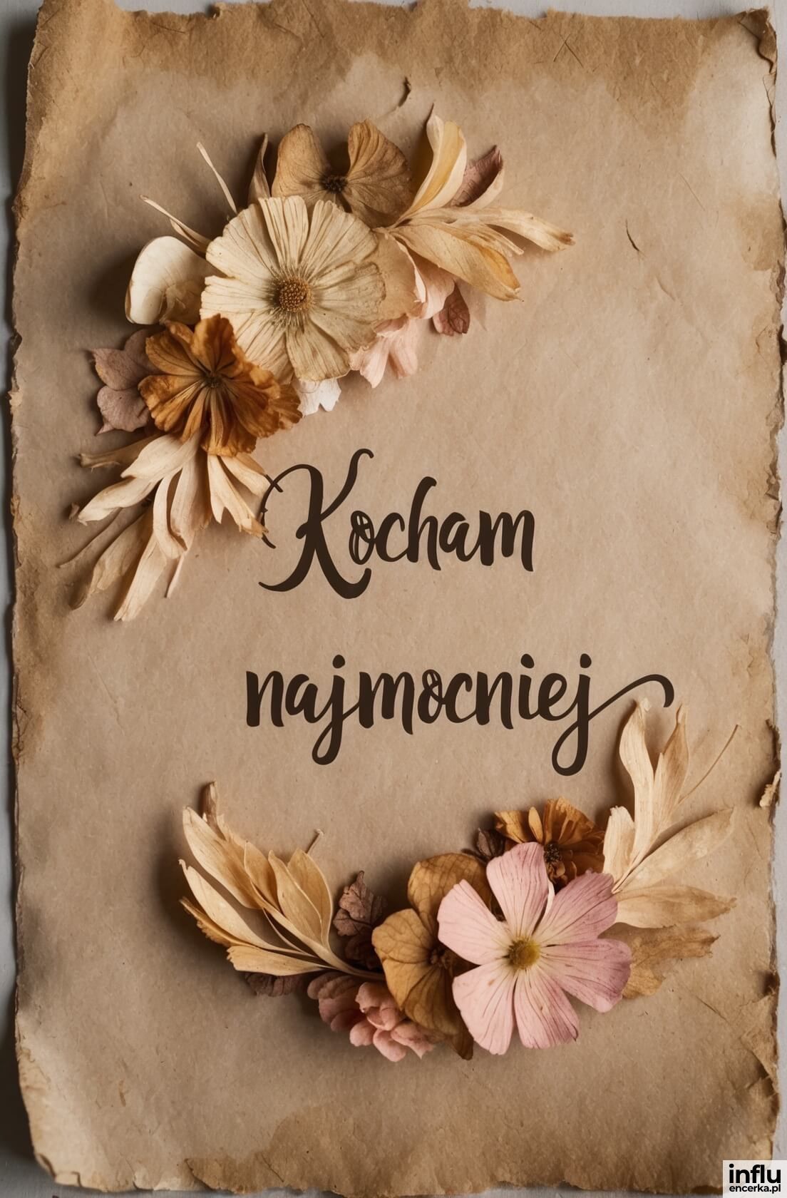 Kartka rustykalna, kocham najmocniej