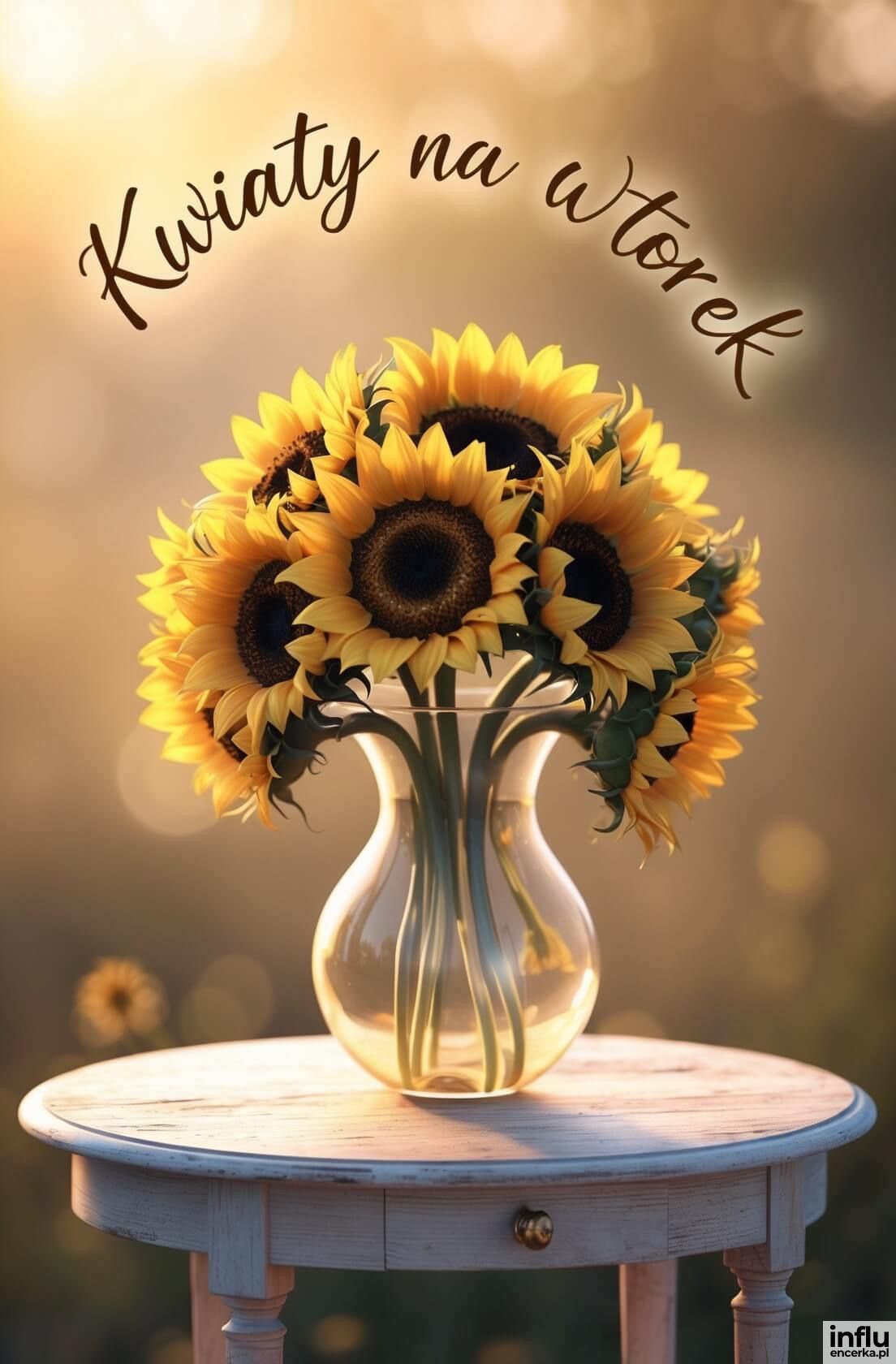 Kartka, słoneczniki na dzień dobry