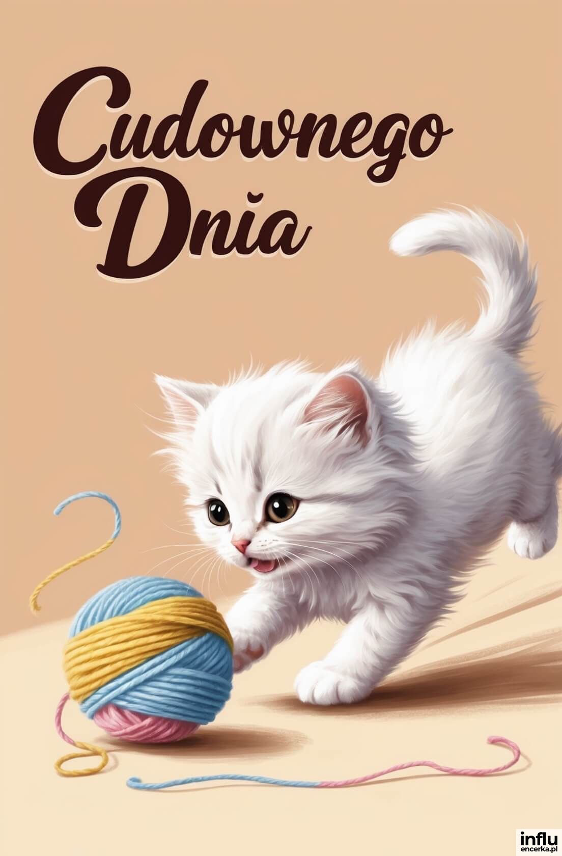 Kot z włóczka, cudownego dnia