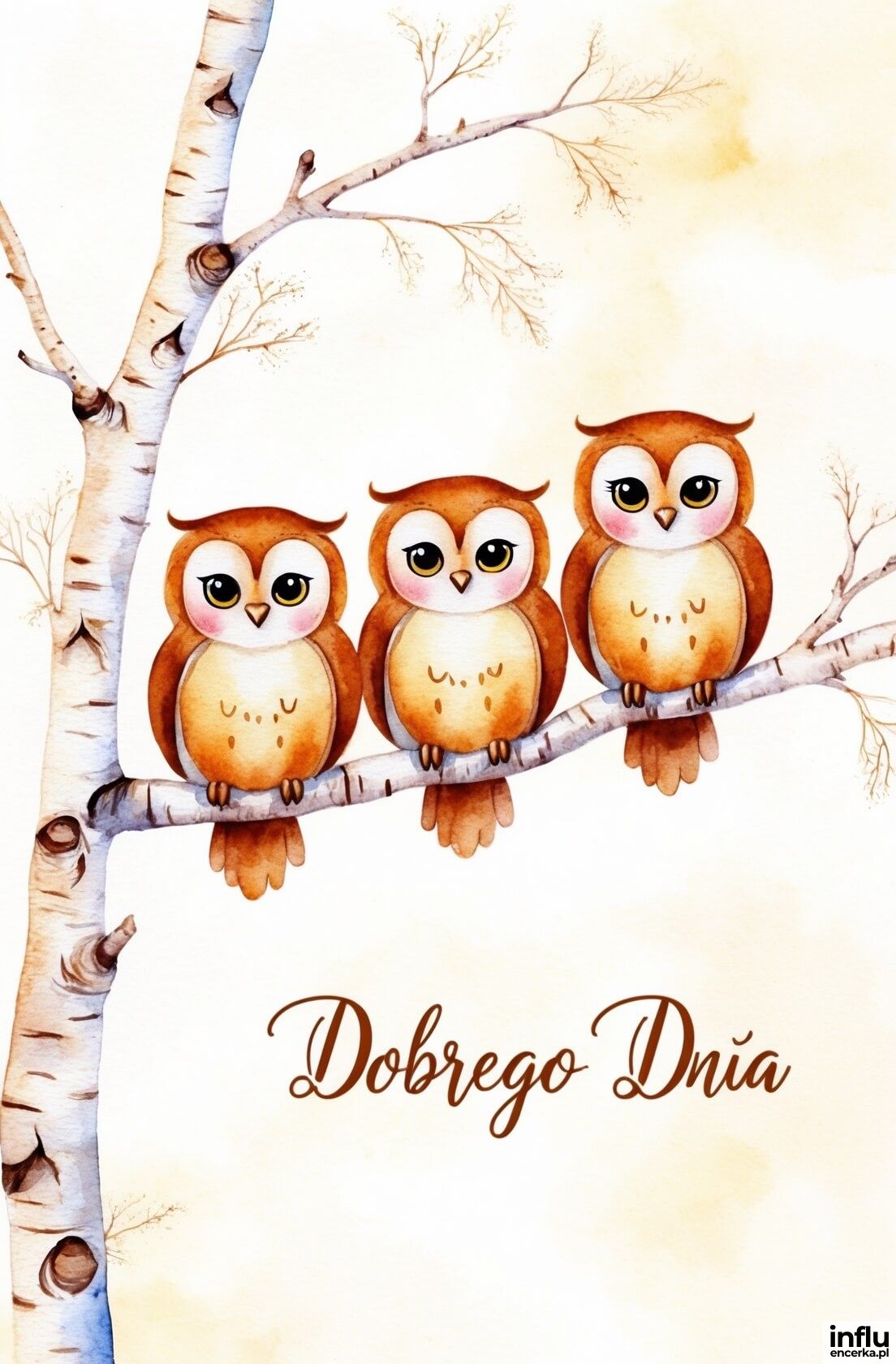 Sowy na drzewie, na miły dzionek