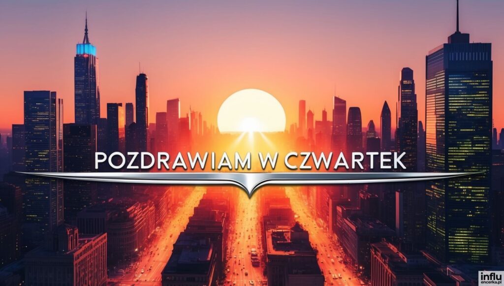 Wschód słońca nad miastek, kartka na dzień dobry w czwartek