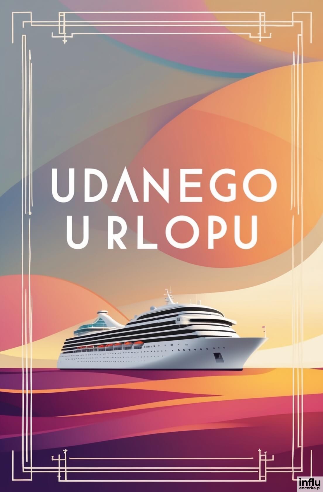 Kartka, statek, życzenia udanego urlopu