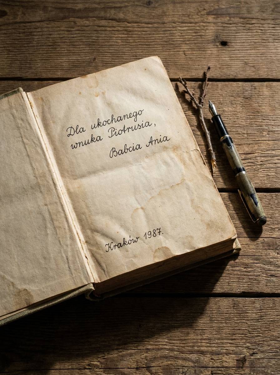 Biblia dla dzieci z odręczną dedykacją jako prezent na chrzest od dziadków