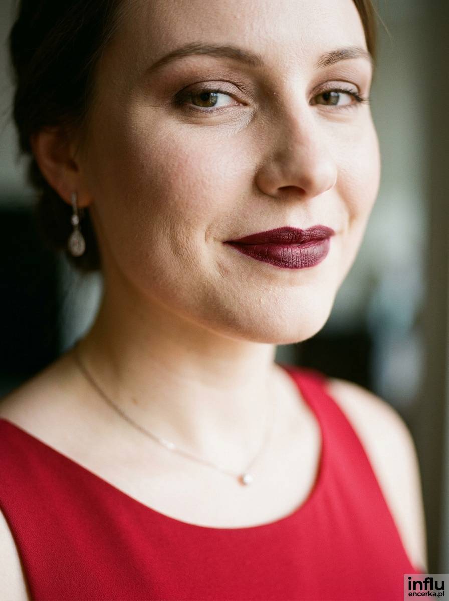 Makijaż w odcieniu głębokiego bordo do czerwonej sukienki na wesele
