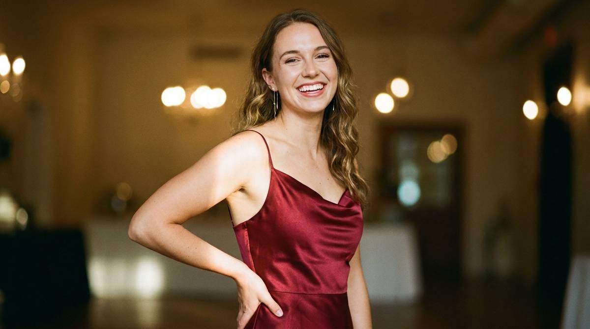 Elegancka czerwona sukienka jako stylizacja na 18 urodziny