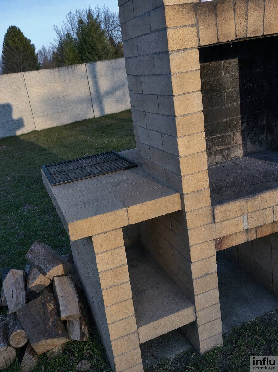 Grill ogrodowy murowany ze starej cegły szamotowej