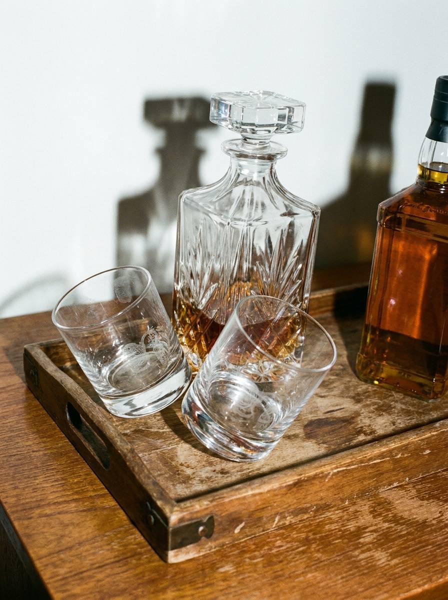 Karafka do whisky z zestawem szklanek jako prezent na 50 urodziny dla taty