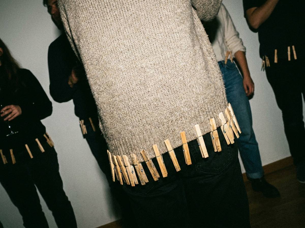 Klamerki przypięte do ubrania w zabawie w zakaz słowa dziecko na baby shower
