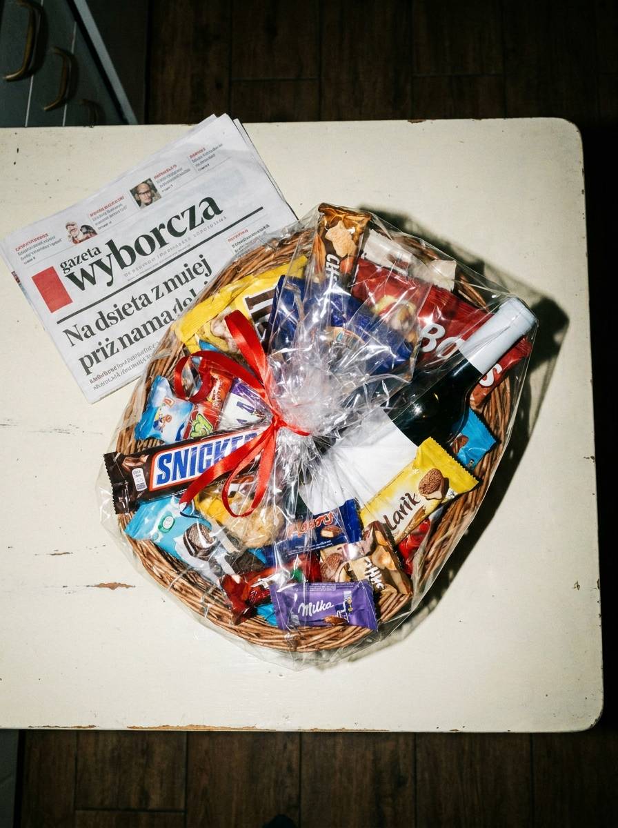 Kosz prezentowy z przekąskami i trunkiem dla kolegi