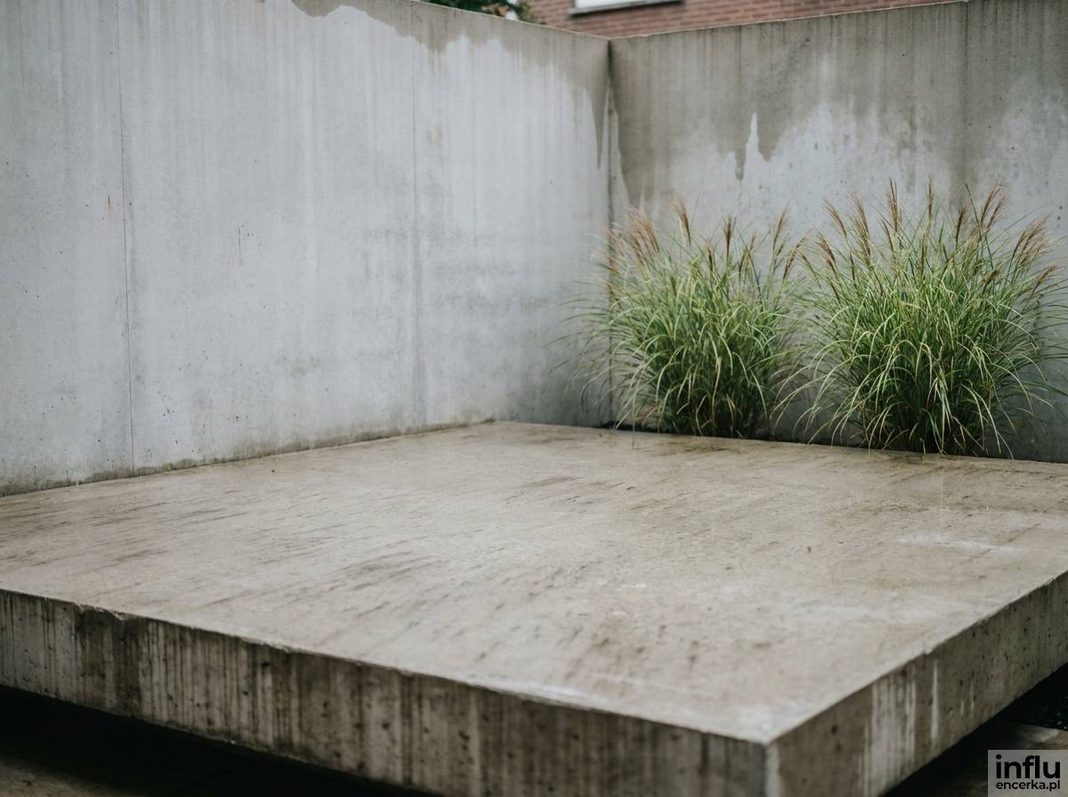 Mały ogród miejski w stylu minimalistycznym z jedną wielkoformatową płytą tarasu