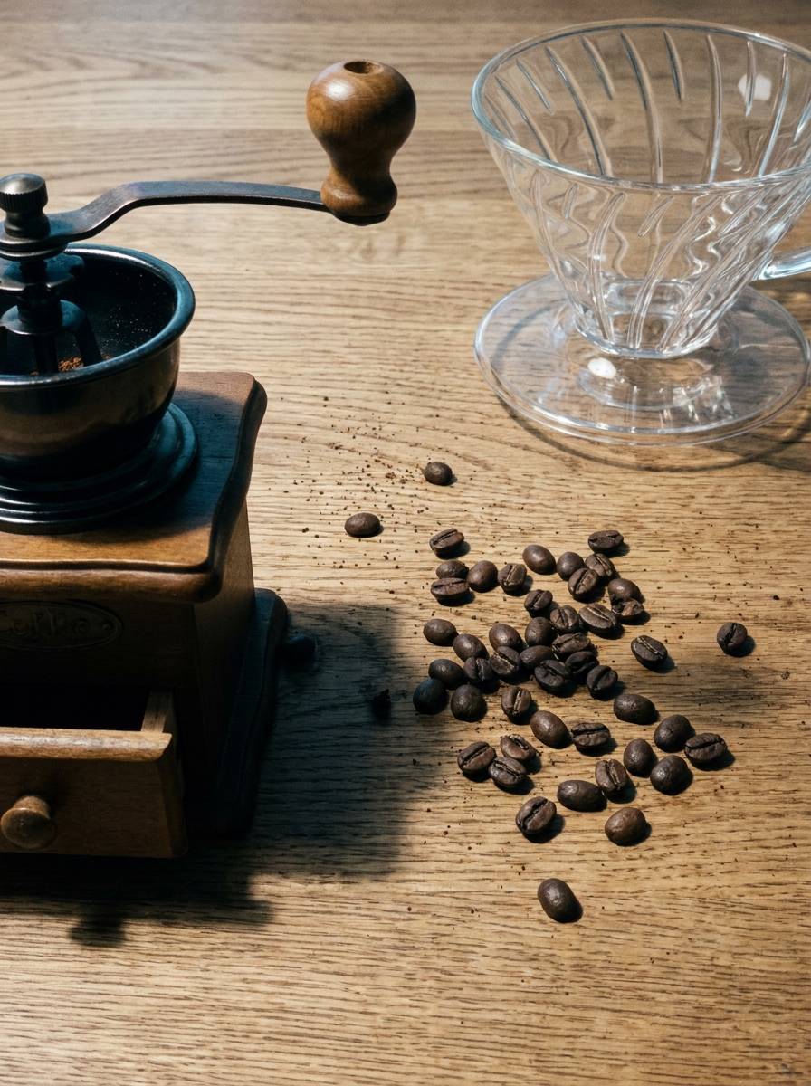 Ręczny młynek i dripper do kawy jako zestaw prezentowy dla miłośnika kawy
