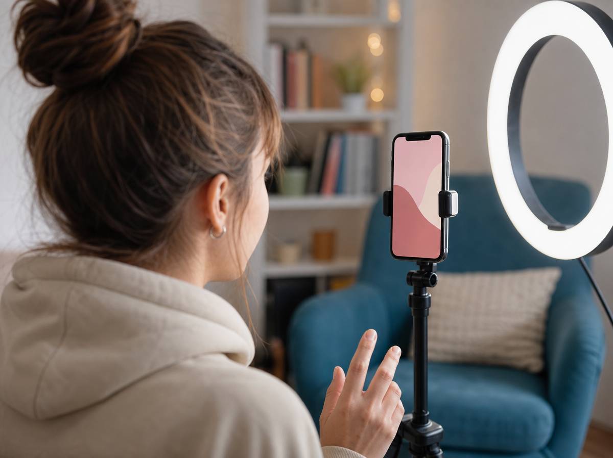 Nagrywanie krótkiego wertykalnego wideo na telefon jako format reklamy TikTok