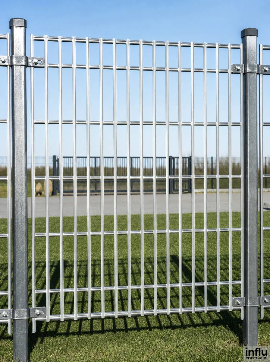 Ogrodzenie panelowe stalowe z przetłoczeniem 3D montowane na spinki
