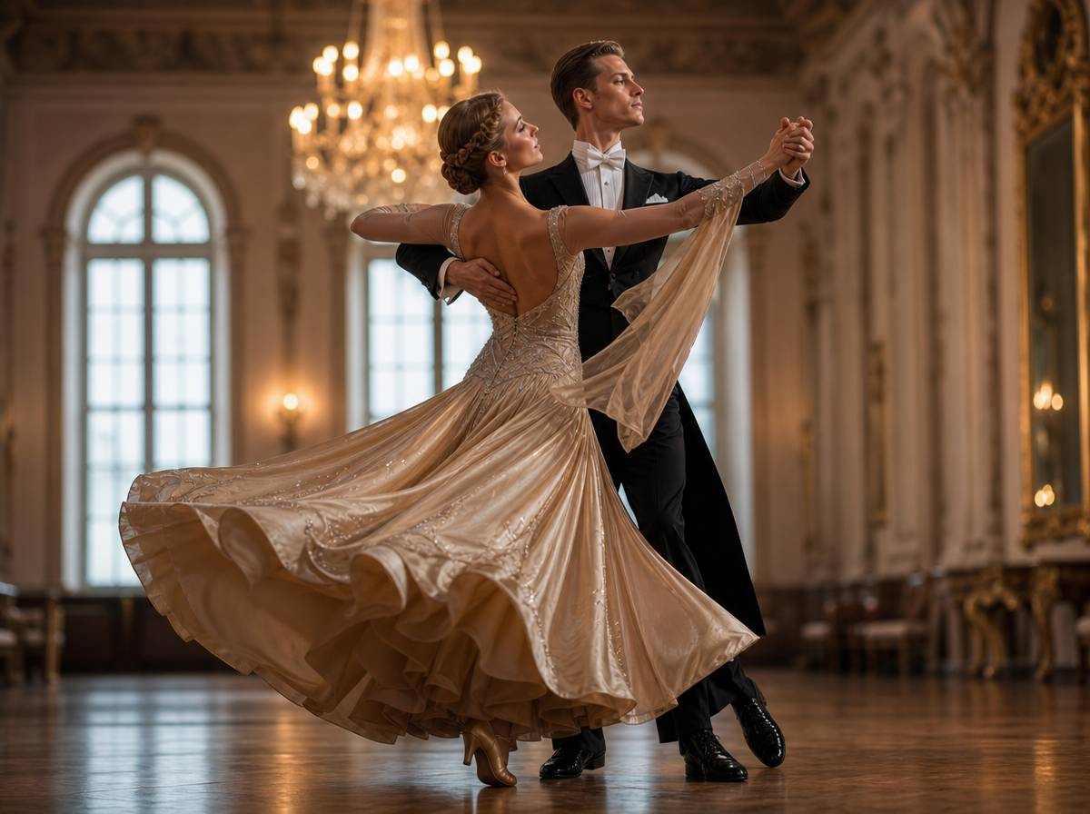 Profesjonalny pokaz walca podczas eleganckiego wesela