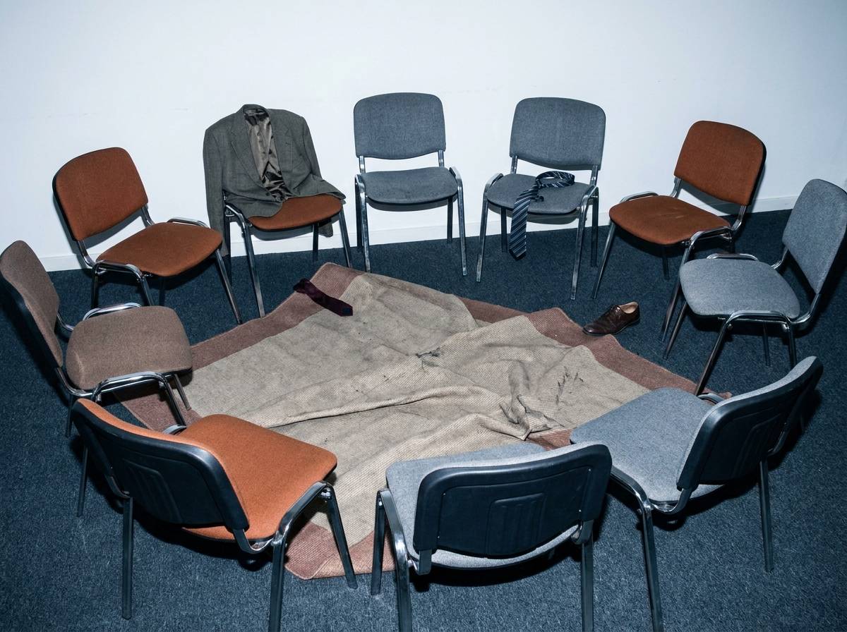 Krzesła w kręgu z ubraniami podczas zabawy przesiadanki