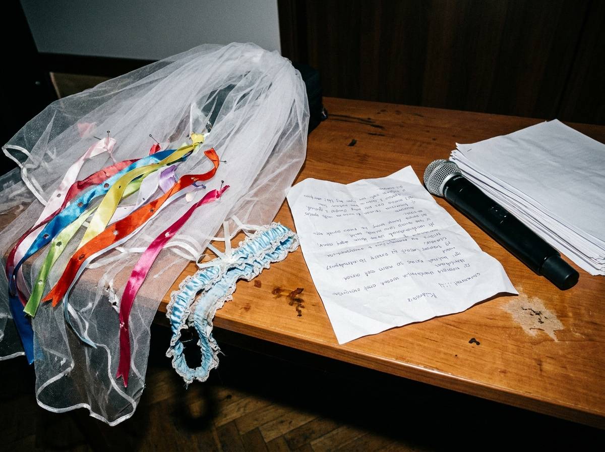 Rekwizyty do oczepin - welon z wstążkami i scenariusz zabaw