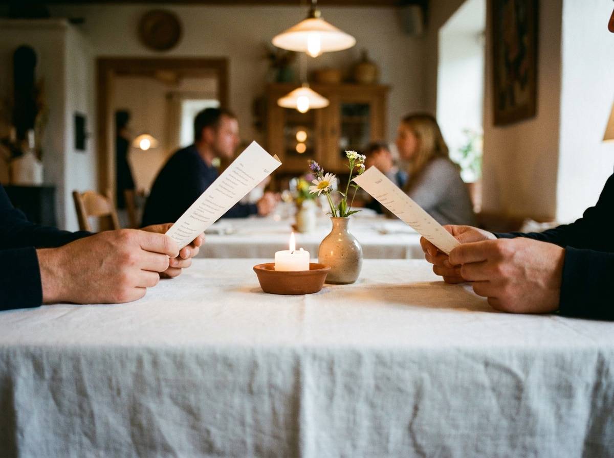 Stolik w restauracji z pierwszej randki jako sentymentalny pomysł na rocznicę ślubu