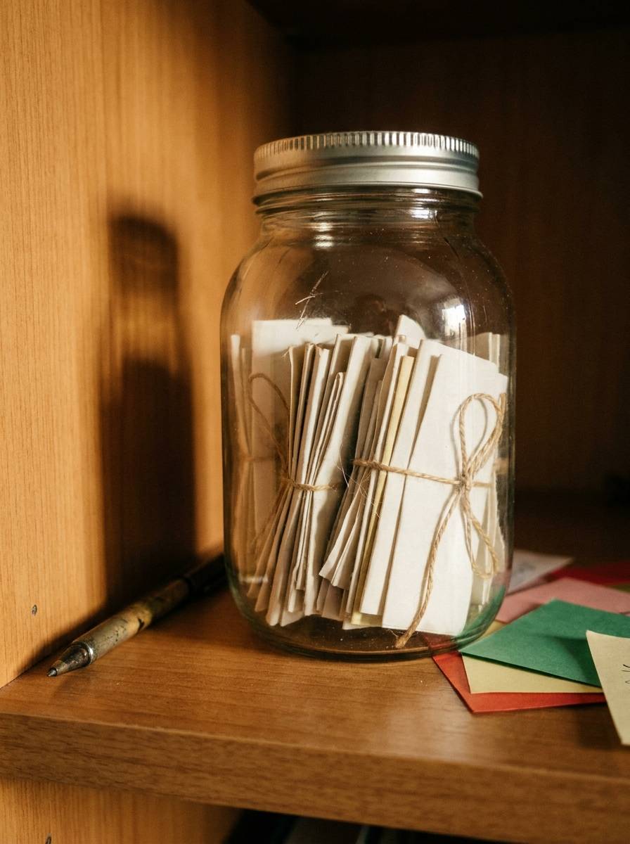Słoik z liścikami na cały rok jako sentymentalny prezent urodzinowy