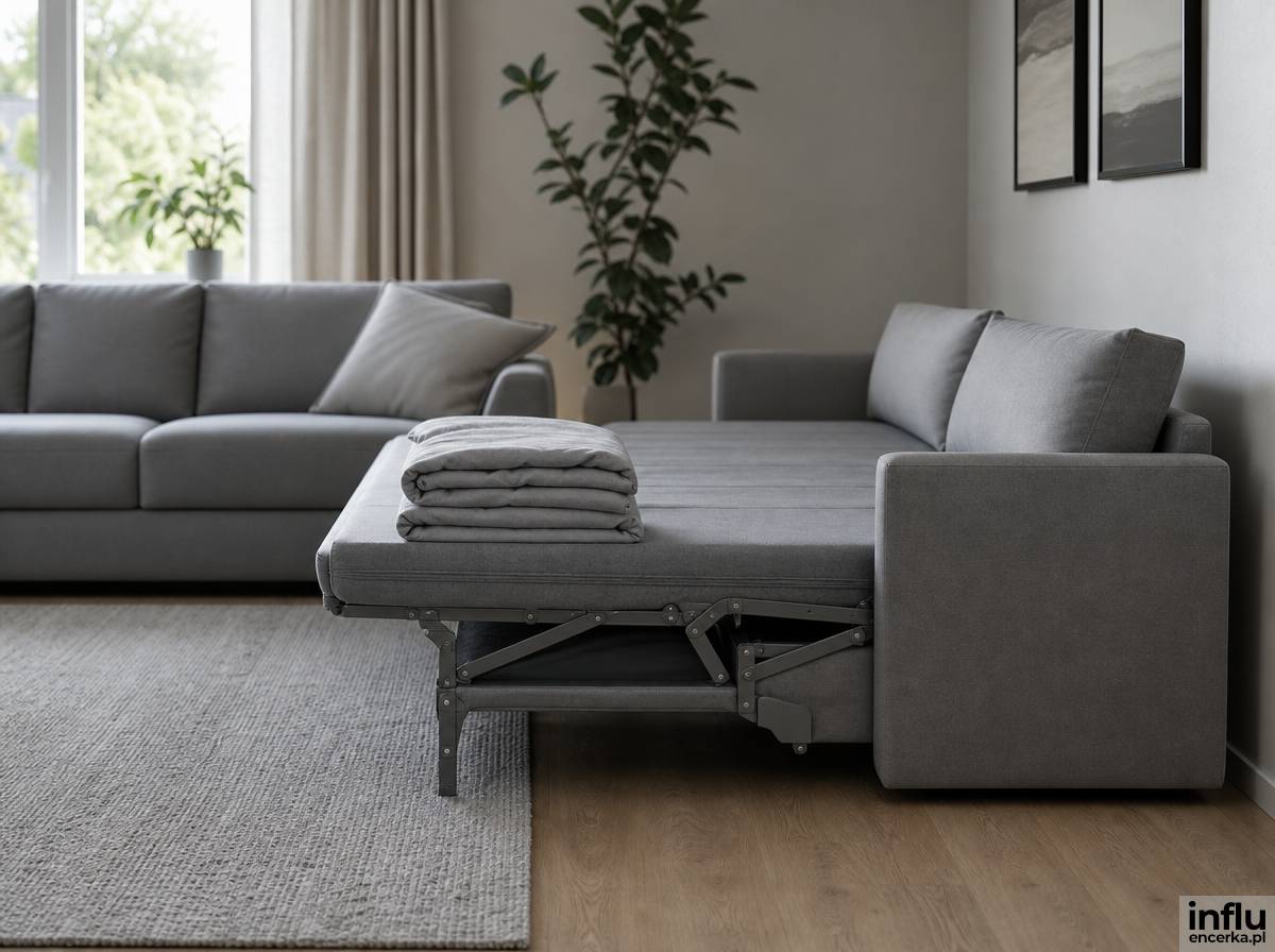 Sofa z funkcją spania dla gości obok stałej, klasycznej sofy