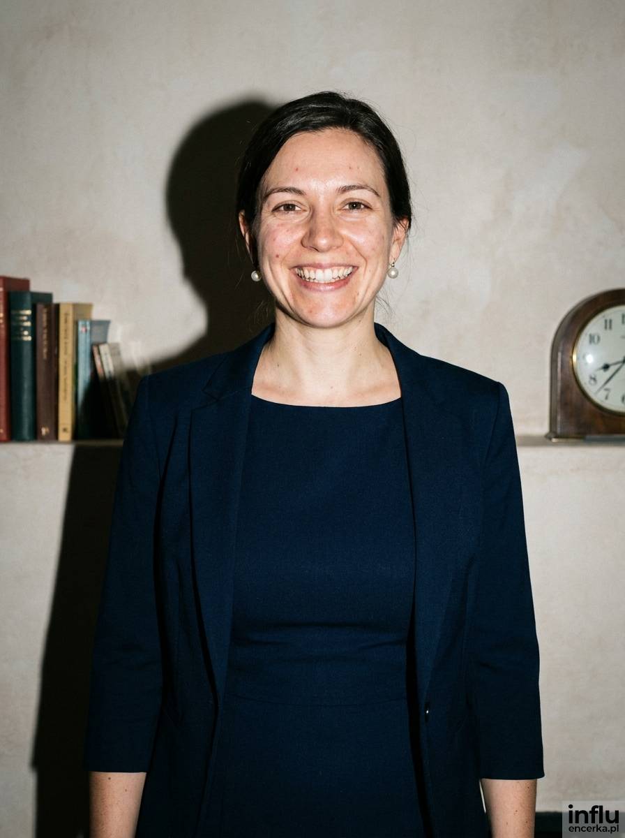 Granatowa sukienka midi z żakietem jako strój na chrzciny dla matki chrzestnej