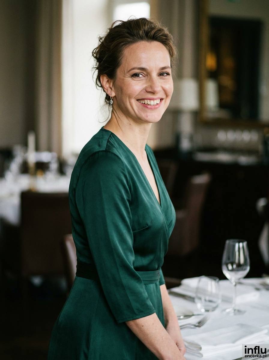 Kobieta w sukience midi na 18 urodziny syna w eleganckiej restauracji