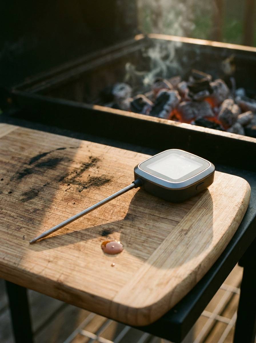Bezprzewodowy termometr do mięsa przy grillu jako prezent dla taty grillującego