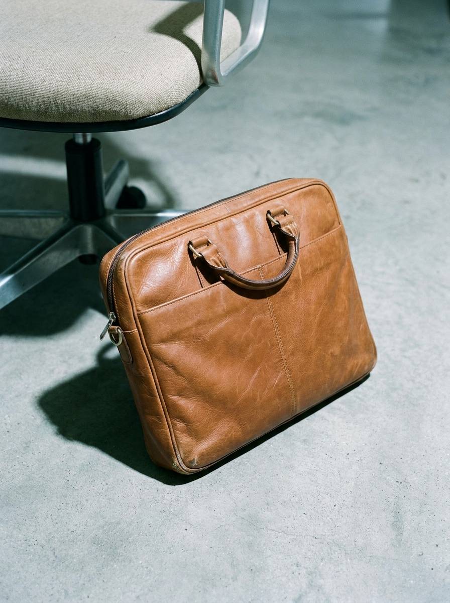Skórzana torba na laptopa jako prezent dla taty pracującego w biurze