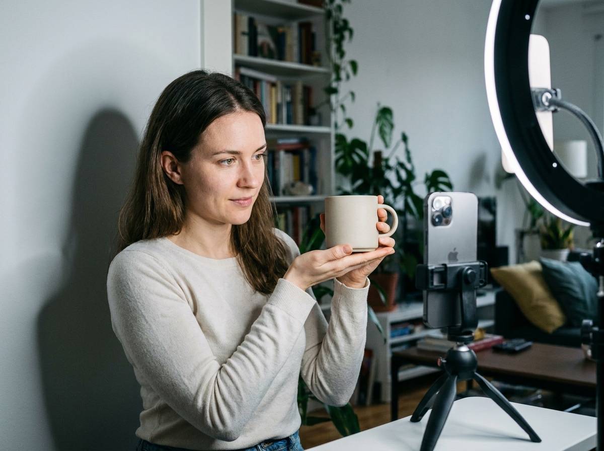 Prezentacja produktu podczas transmisji live commerce w mediach społecznościowych