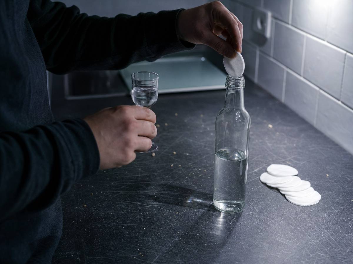 Wacik zanurzony w wysokoprocentowej wódce jako awaryjny zamiennik cleanera