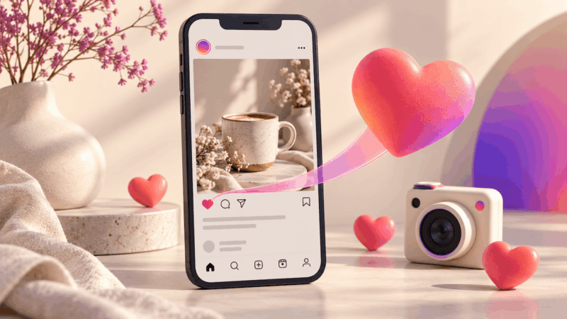 Smartfon z włączonym instagramem na ekranie